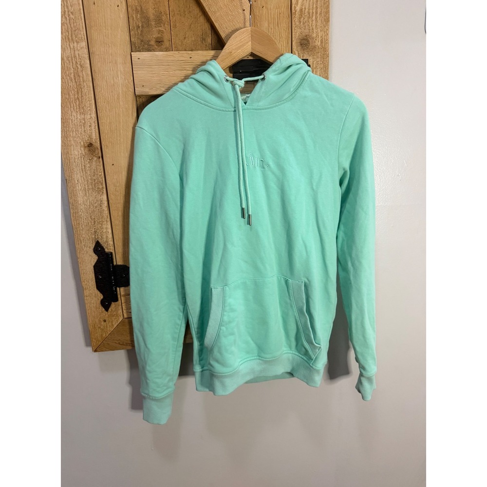 Kin Apparel Satin Lined Hoodie Mint Green Embroidered Logo Sweatshirt XS
